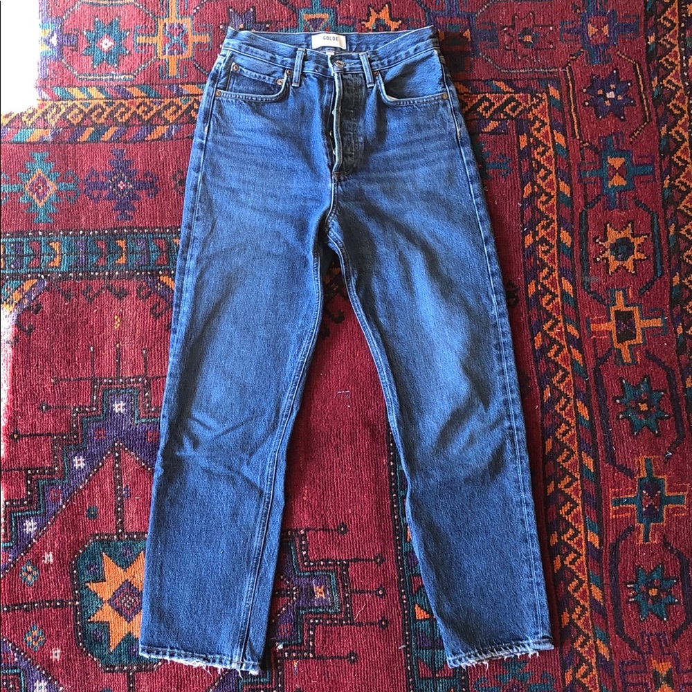 Agolde Straight-Leg Jeans in Medium Blue Denim
